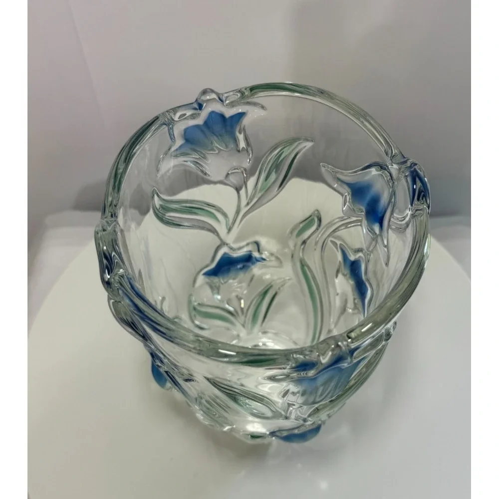 Vintage Mikasa Bluebells Crystal Vase 8